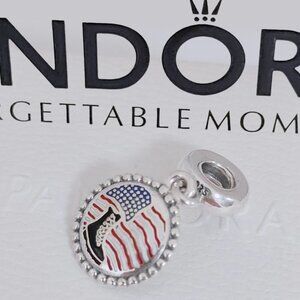 Pandora Combat Boot & US Flag Unforgettable Moments Exclusive Dangle Charm